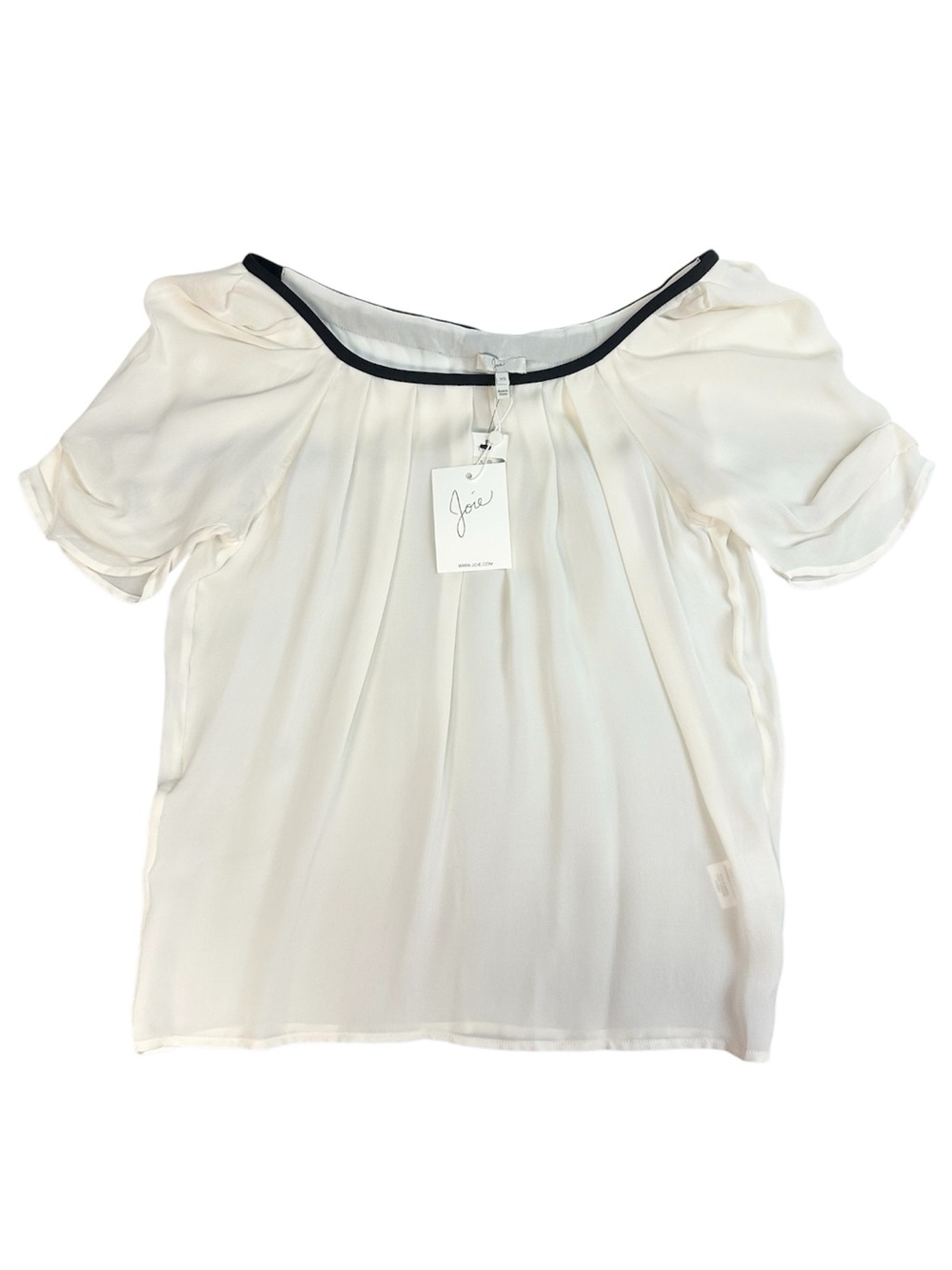 Joie 100% Silk Eleanor B Contrast Tie Short Sleeve Bouse Top XS - Picture 5 of 12